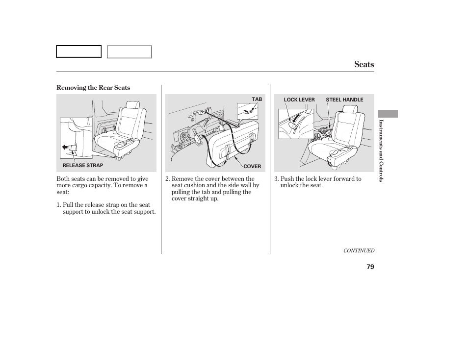 Seats | HONDA 2006 Element - Owner's Manual User Manual | Page 81 / 249