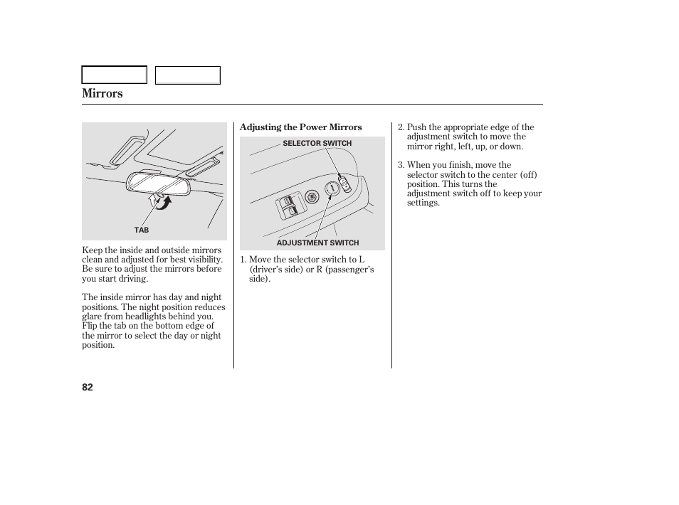 Mirrors | HONDA 2006 Element - Owner's Manual User Manual | Page 84 / 249