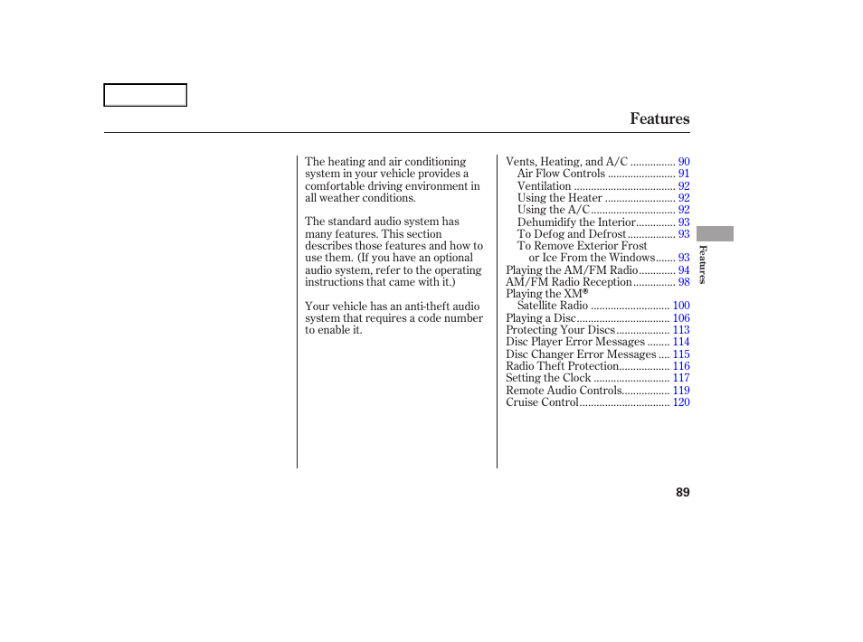 Features | HONDA 2006 Element - Owner's Manual User Manual | Page 91 / 249