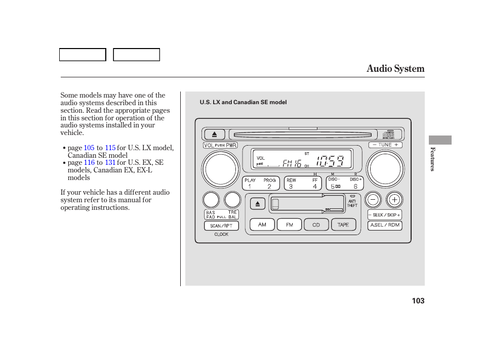 Audio system | HONDA 2006 CR-V - Owner's Manual User Manual | Page 106 / 274