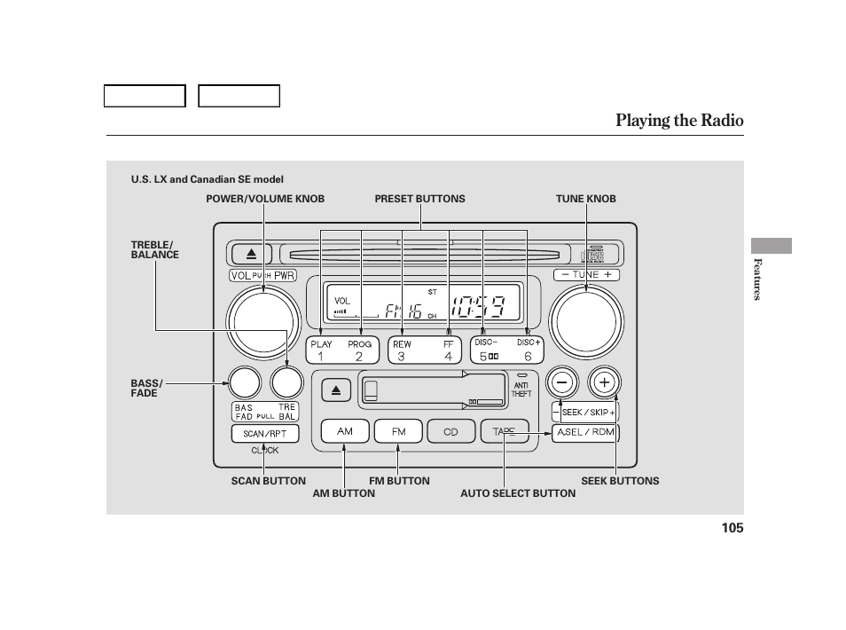 Playing the radio | HONDA 2006 CR-V - Owner's Manual User Manual | Page 108 / 274