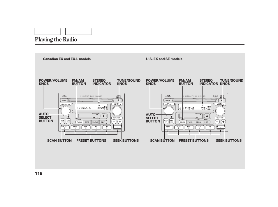 Playing the radio | HONDA 2006 CR-V - Owner's Manual User Manual | Page 119 / 274