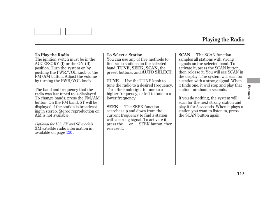 Playing the radio | HONDA 2006 CR-V - Owner's Manual User Manual | Page 120 / 274
