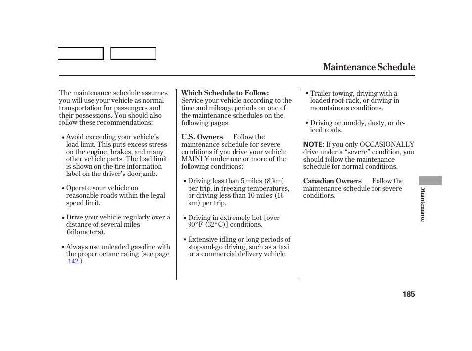 Maintenance schedule | HONDA 2006 CR-V - Owner's Manual User Manual | Page 188 / 274