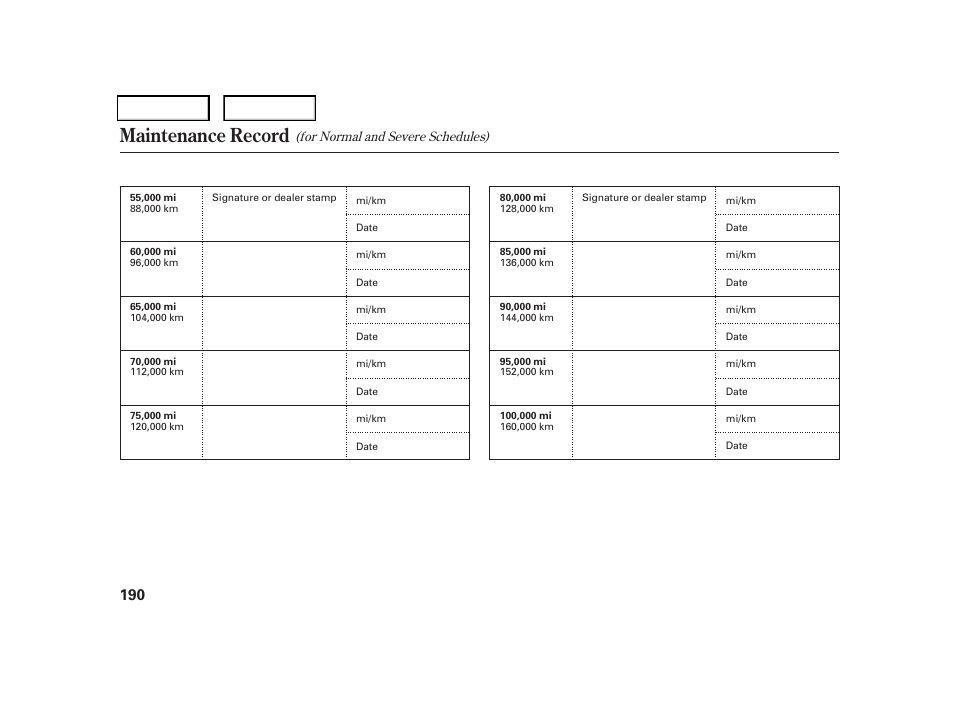 Maintenance record | HONDA 2006 CR-V - Owner's Manual User Manual | Page 193 / 274