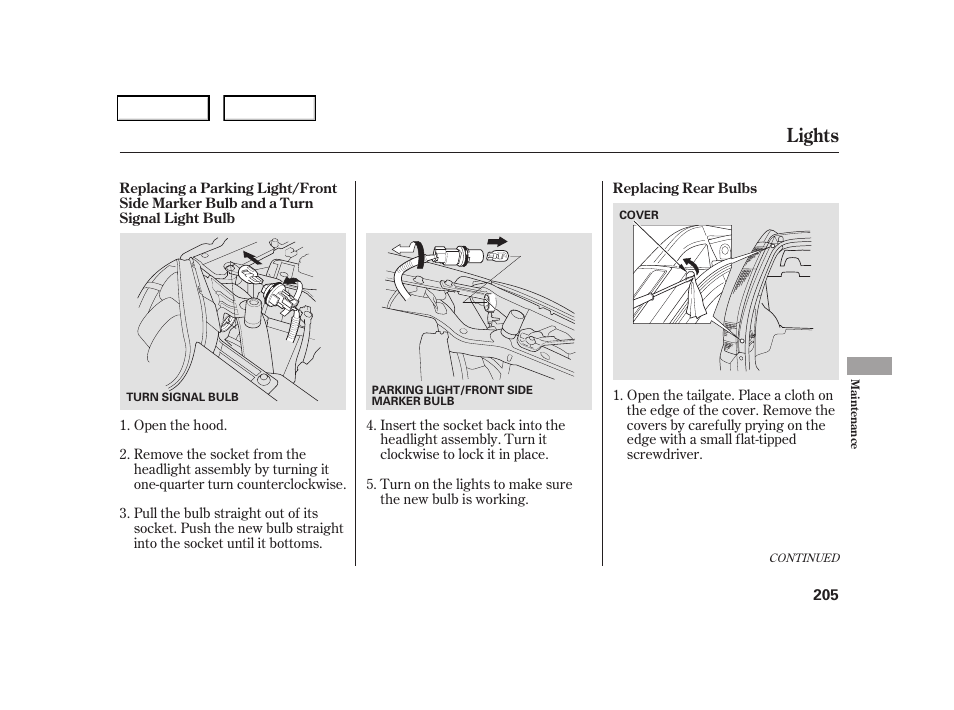 Lights | HONDA 2006 CR-V - Owner's Manual User Manual | Page 208 / 274