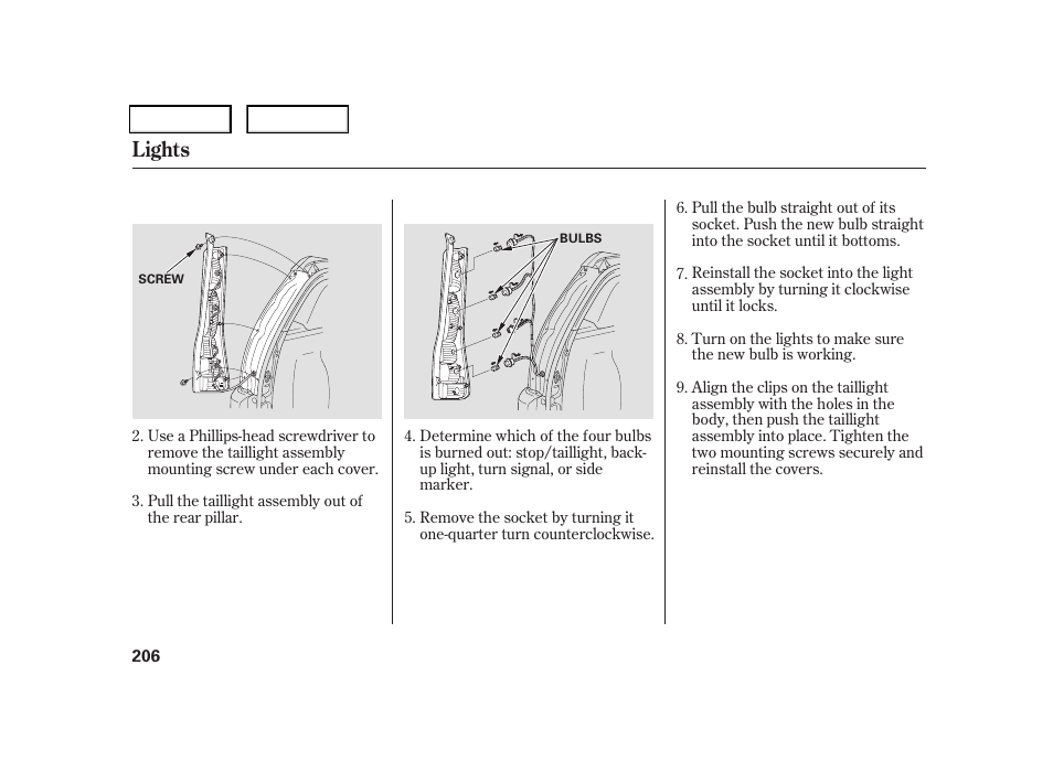 Lights | HONDA 2006 CR-V - Owner's Manual User Manual | Page 209 / 274