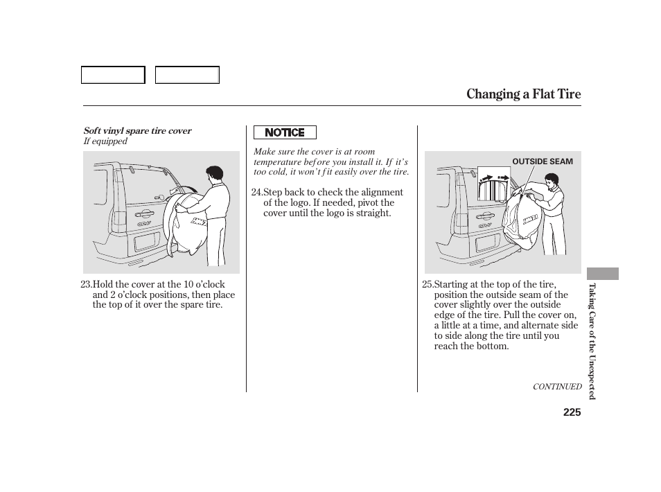 Changing a flat tire | HONDA 2006 CR-V - Owner's Manual User Manual | Page 228 / 274