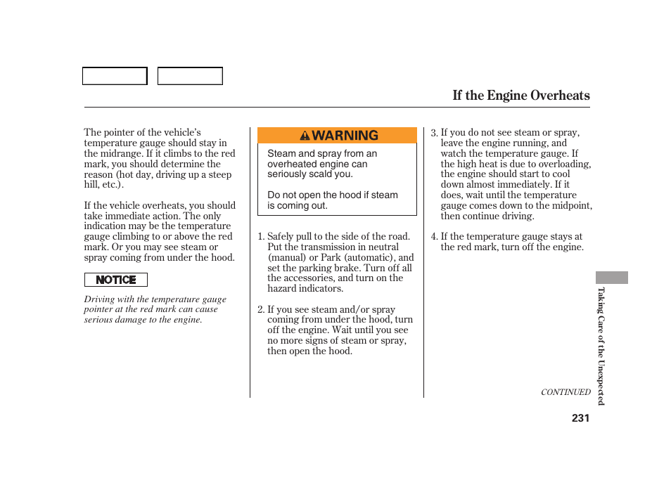 If the engine overheats | HONDA 2006 CR-V - Owner's Manual User Manual | Page 234 / 274