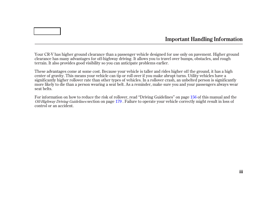 Important handling information | HONDA 2006 CR-V - Owner's Manual User Manual | Page 5 / 274