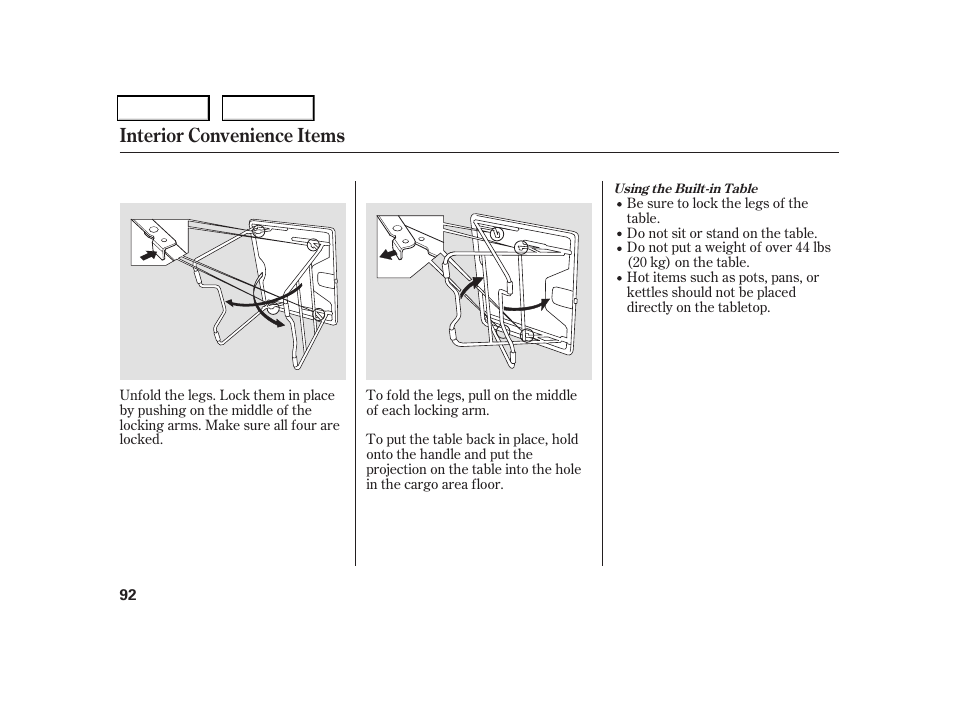 Interior convenience items | HONDA 2006 CR-V - Owner's Manual User Manual | Page 95 / 274