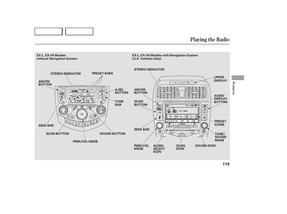 Playing the radio | HONDA 2005 Accord Sedan - Owner's Manual User Manual | Page 120 / 302