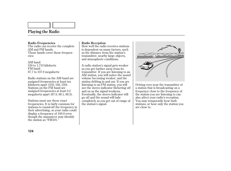Playing the radio | HONDA 2005 Accord Sedan - Owner's Manual User Manual | Page 125 / 302