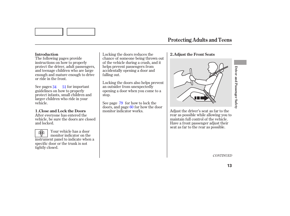 Protecting adults and teens | HONDA 2005 Accord Sedan - Owner's Manual User Manual | Page 14 / 302