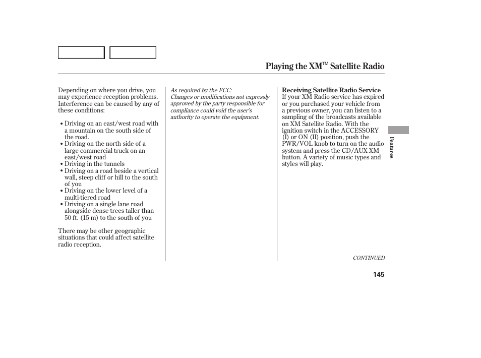 Playing the xm satellite radio | HONDA 2005 Accord Sedan - Owner's Manual User Manual | Page 146 / 302