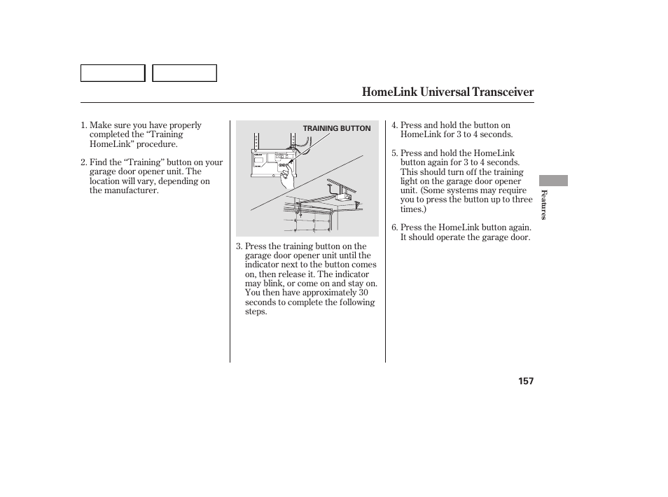 Homelink universal transceiver | HONDA 2005 Accord Sedan - Owner's Manual User Manual | Page 158 / 302