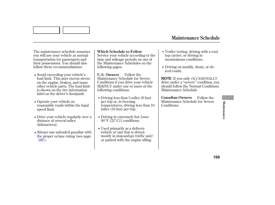 Maintenance schedule | HONDA 2005 Accord Sedan - Owner's Manual User Manual | Page 200 / 302