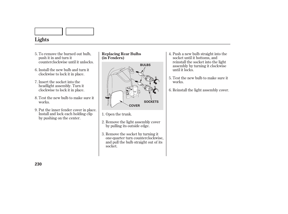 Lights | HONDA 2005 Accord Sedan - Owner's Manual User Manual | Page 231 / 302