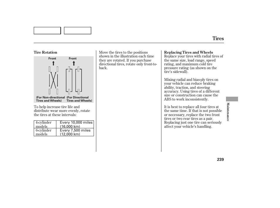 Tires | HONDA 2005 Accord Sedan - Owner's Manual User Manual | Page 240 / 302