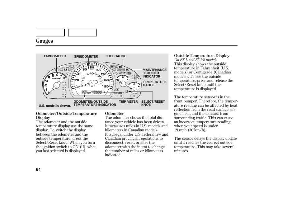 Gauges | HONDA 2005 Accord Sedan - Owner's Manual User Manual | Page 65 / 302