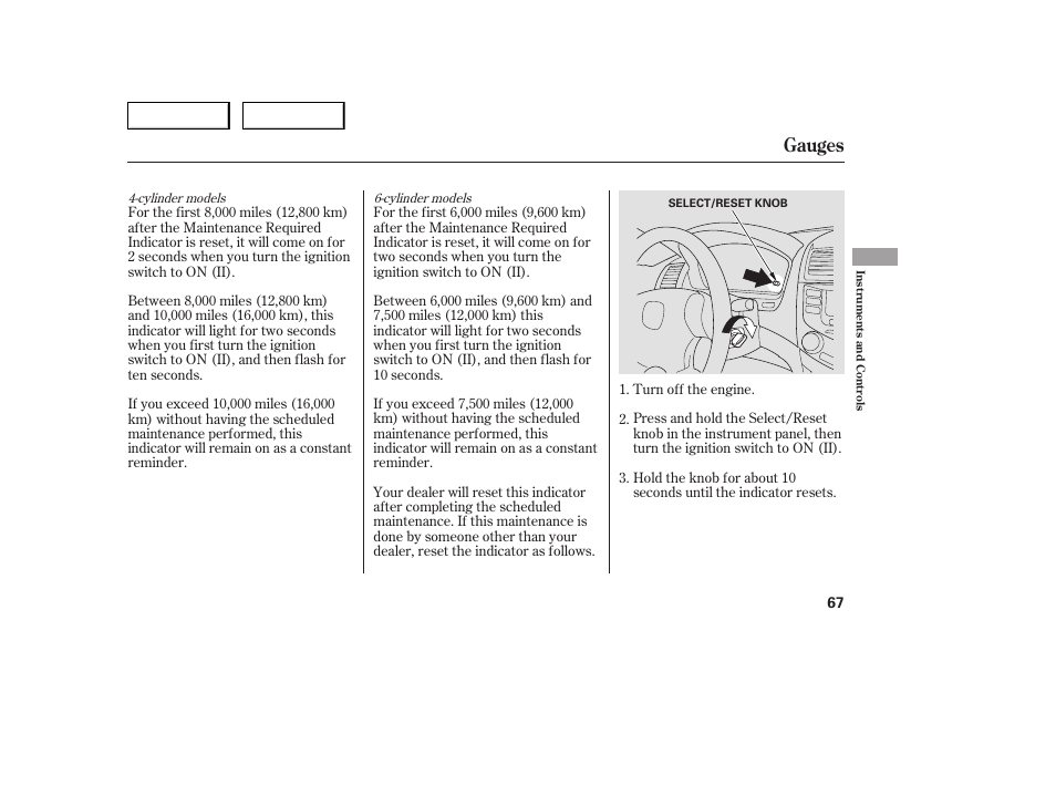 Gauges | HONDA 2005 Accord Sedan - Owner's Manual User Manual | Page 68 / 302