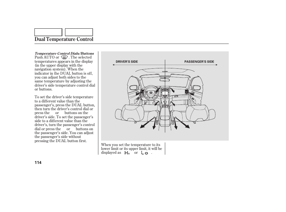 Dual temperature control | HONDA 2005 Accord Coupe - Owner's Manual User Manual | Page 116 / 303