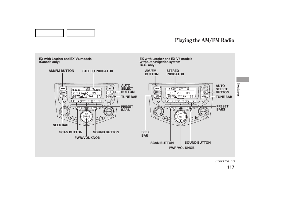 Playing the am/fm radio | HONDA 2005 Accord Coupe - Owner's Manual User Manual | Page 119 / 303