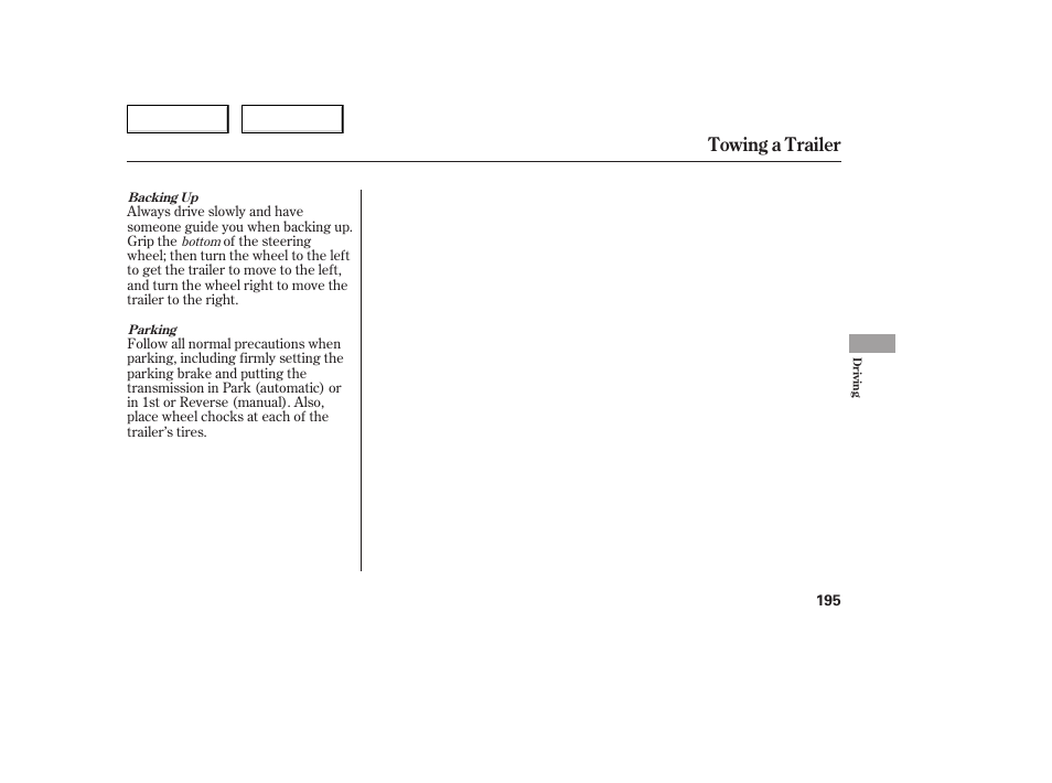 Towing a trailer | HONDA 2005 Accord Coupe - Owner's Manual User Manual | Page 197 / 303