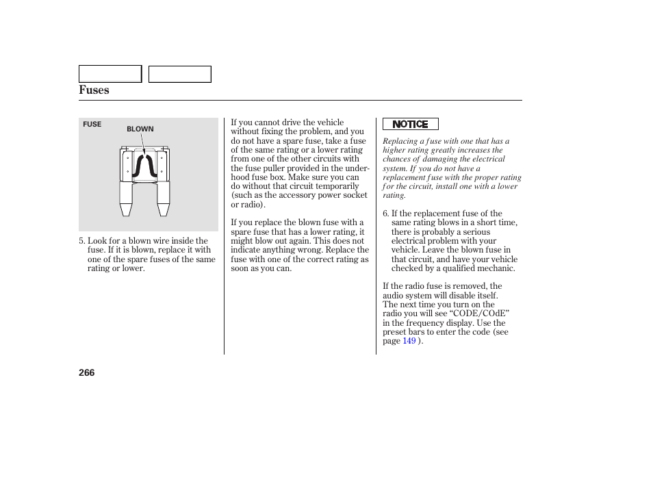 Fuses | HONDA 2005 Accord Coupe - Owner's Manual User Manual | Page 268 / 303