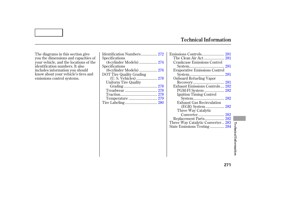 Technical information | HONDA 2005 Accord Coupe - Owner's Manual User Manual | Page 273 / 303