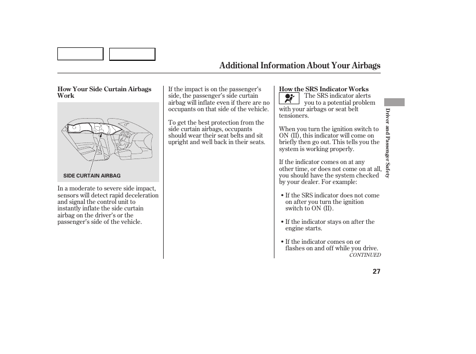 Additional information about your airbags | HONDA 2005 Accord Coupe - Owner's Manual User Manual | Page 29 / 303