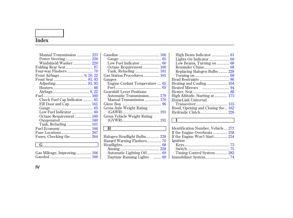 Index | HONDA 2005 Accord Coupe - Owner's Manual User Manual | Page 296 / 303