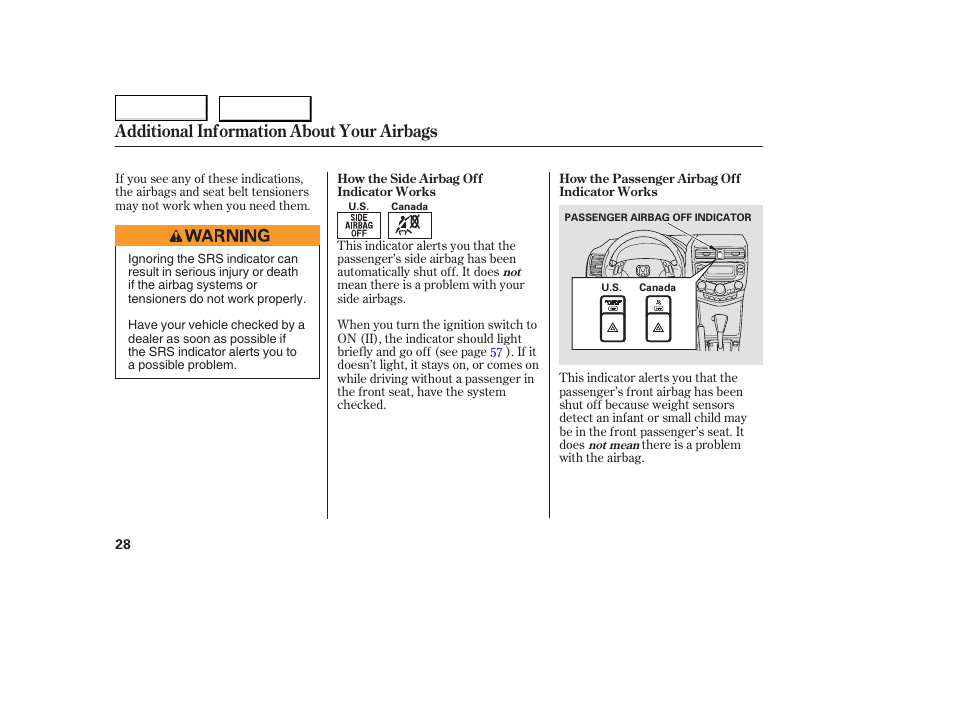 Additional information about your airbags | HONDA 2005 Accord Coupe - Owner's Manual User Manual | Page 30 / 303