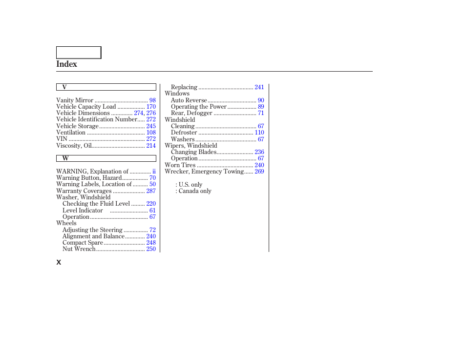 Index | HONDA 2005 Accord Coupe - Owner's Manual User Manual | Page 302 / 303
