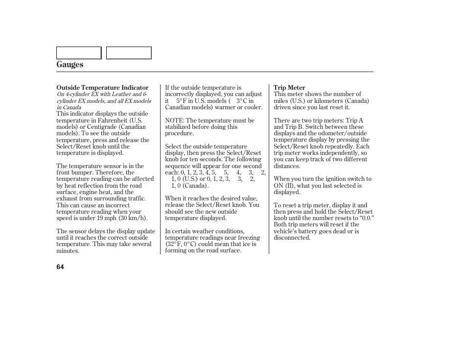 Gauges | HONDA 2005 Accord Coupe - Owner's Manual User Manual | Page 66 / 303
