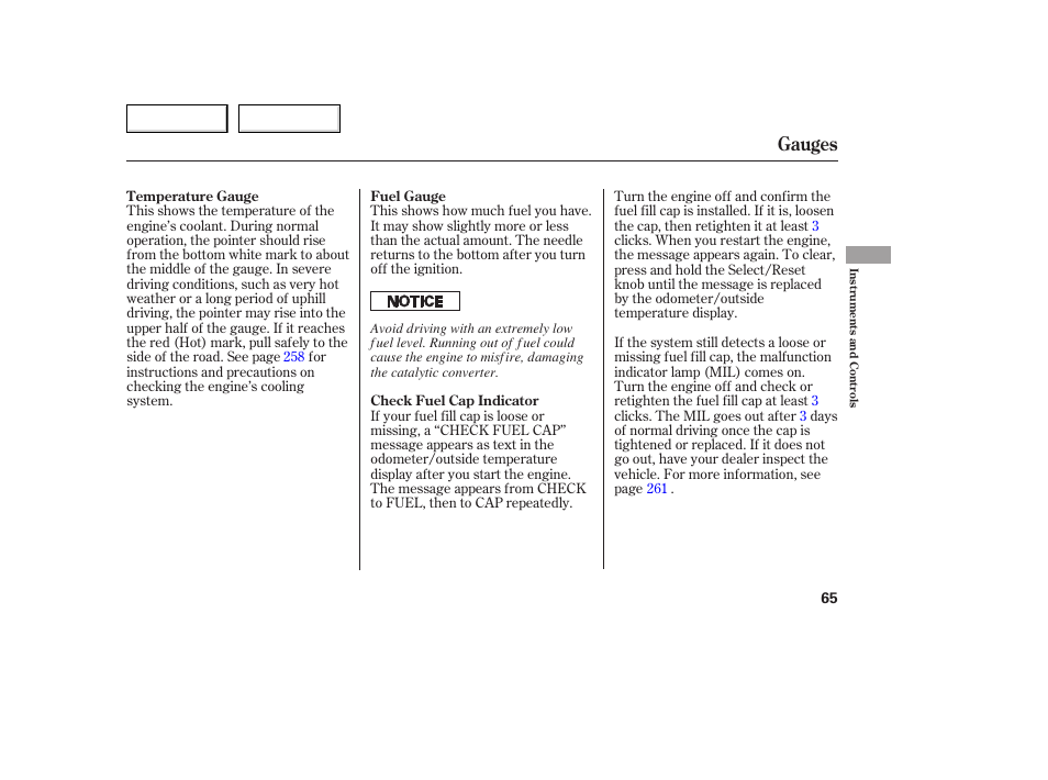 Gauges | HONDA 2005 Accord Coupe - Owner's Manual User Manual | Page 67 / 303