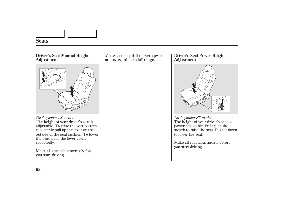 Seats | HONDA 2005 Accord Coupe - Owner's Manual User Manual | Page 84 / 303