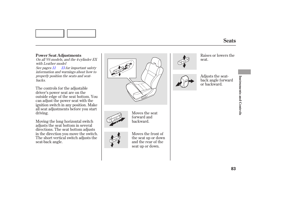 Seats | HONDA 2005 Accord Coupe - Owner's Manual User Manual | Page 85 / 303