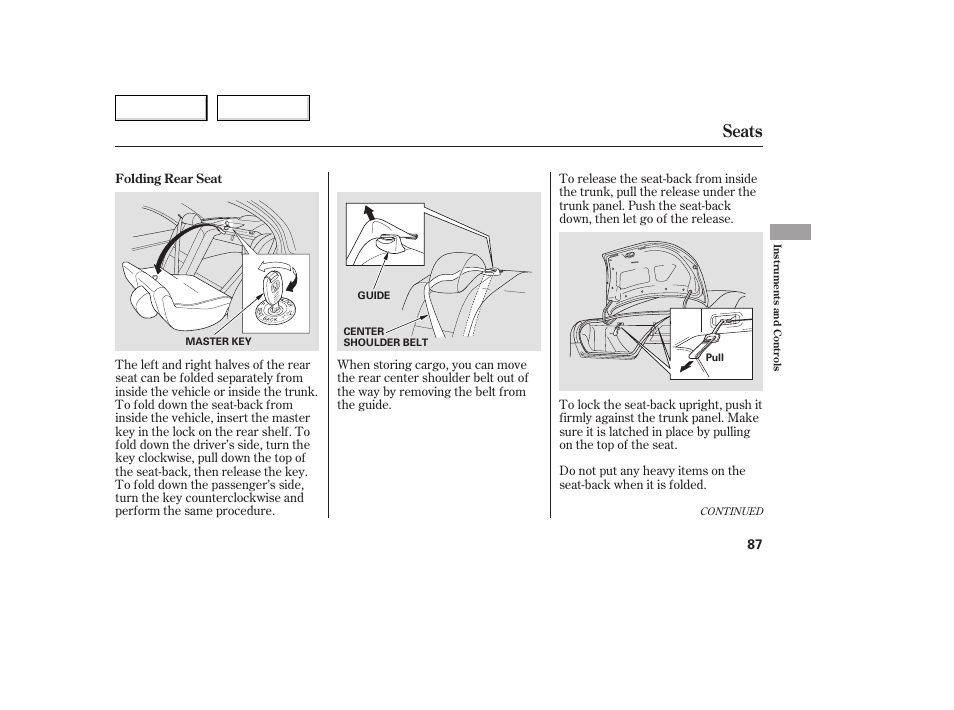 Seats | HONDA 2005 Accord Coupe - Owner's Manual User Manual | Page 89 / 303