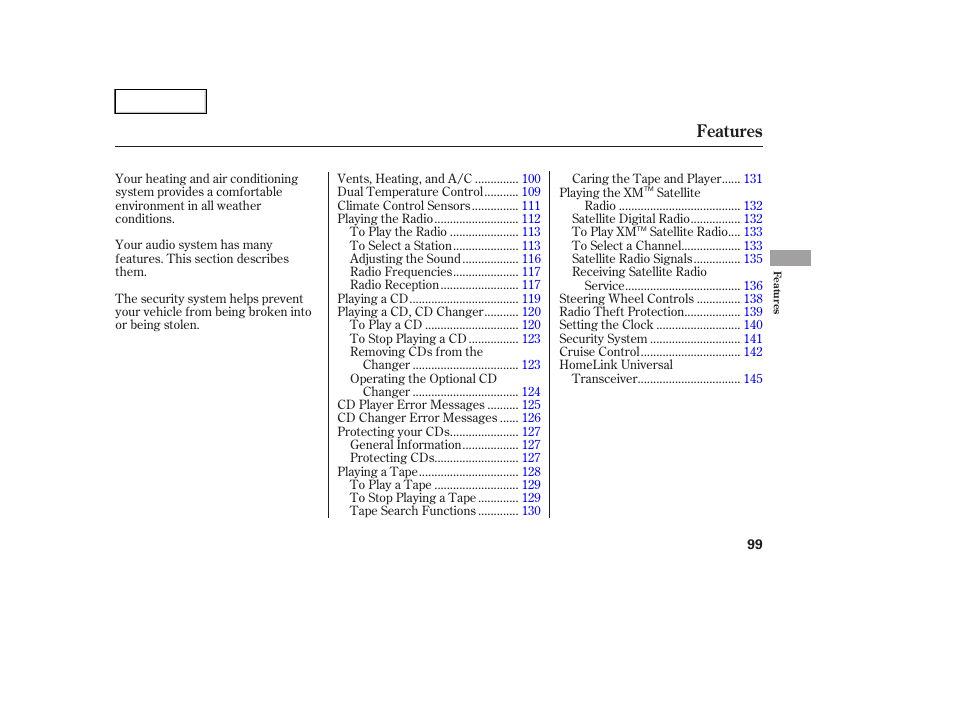 Features | HONDA 2005 Accord Hybrid - Owner's Manual User Manual | Page 100 / 286