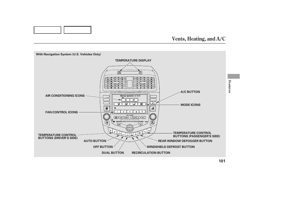 Vents, heating, and a/c | HONDA 2005 Accord Hybrid - Owner's Manual User Manual | Page 102 / 286