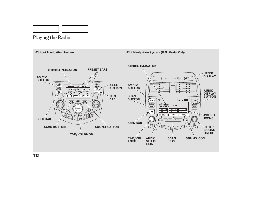 Playing the radio | HONDA 2005 Accord Hybrid - Owner's Manual User Manual | Page 113 / 286