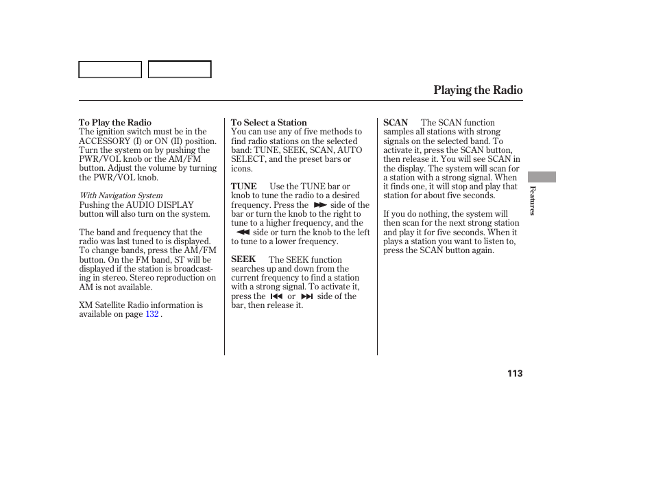 Playing the radio | HONDA 2005 Accord Hybrid - Owner's Manual User Manual | Page 114 / 286