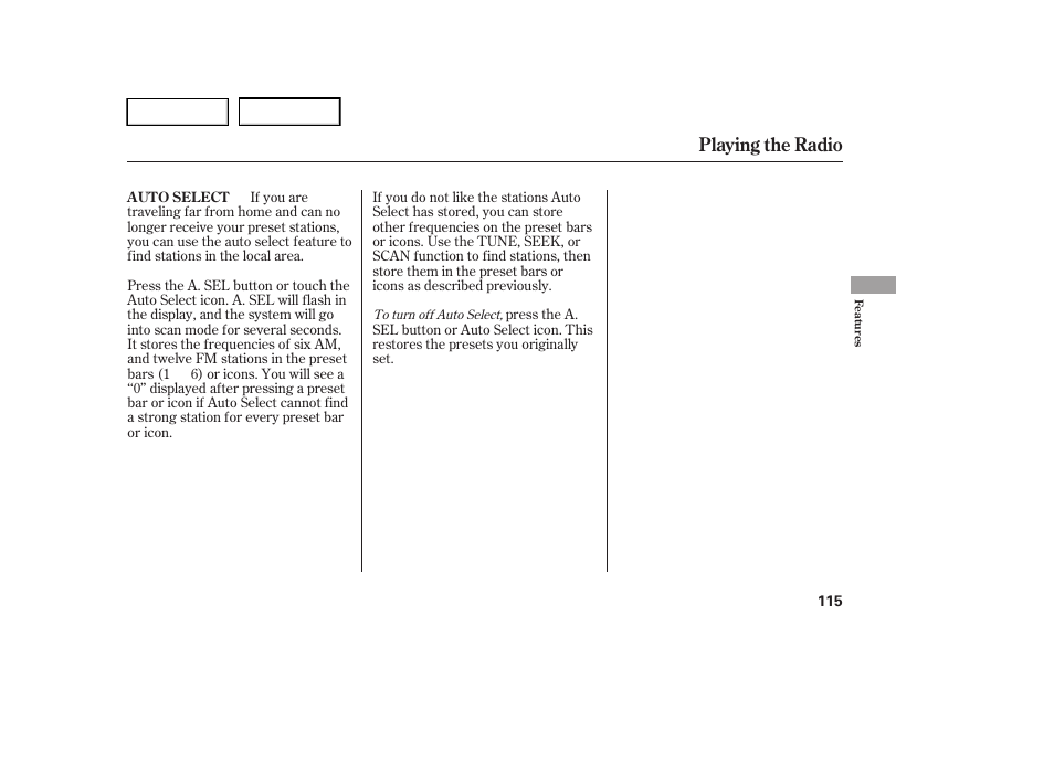 Playing the radio | HONDA 2005 Accord Hybrid - Owner's Manual User Manual | Page 116 / 286