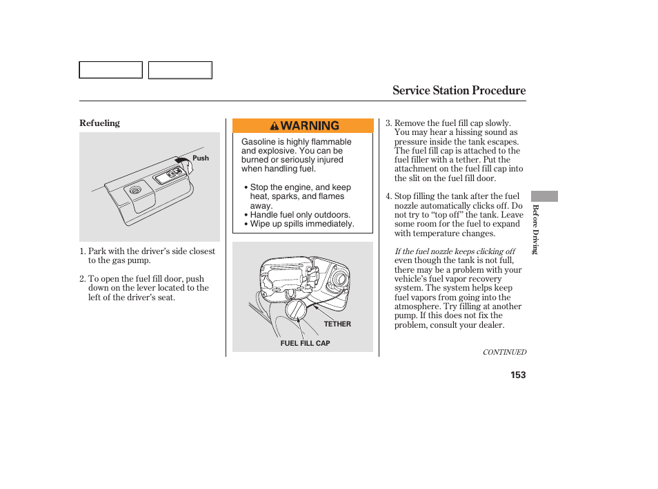 Service station procedure | HONDA 2005 Accord Hybrid - Owner's Manual User Manual | Page 154 / 286