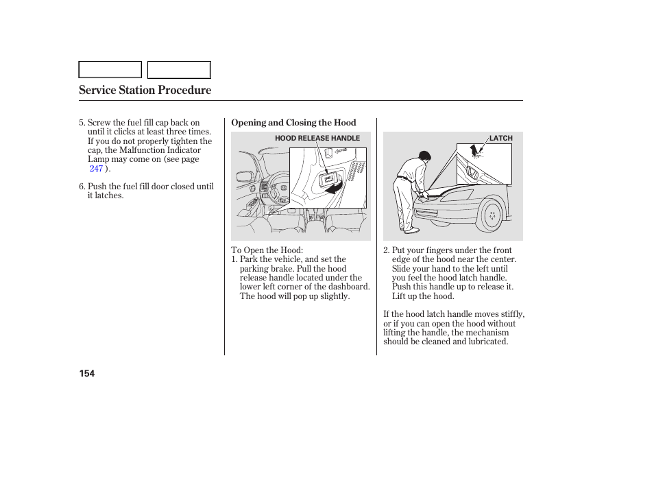 Service station procedure | HONDA 2005 Accord Hybrid - Owner's Manual User Manual | Page 155 / 286