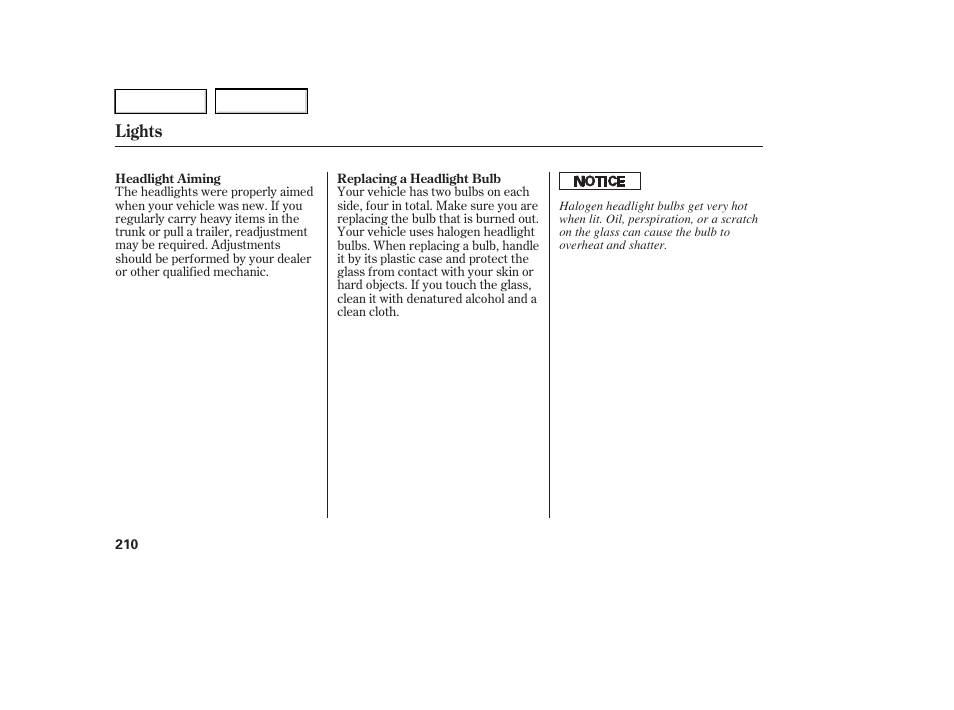 Lights | HONDA 2005 Accord Hybrid - Owner's Manual User Manual | Page 211 / 286