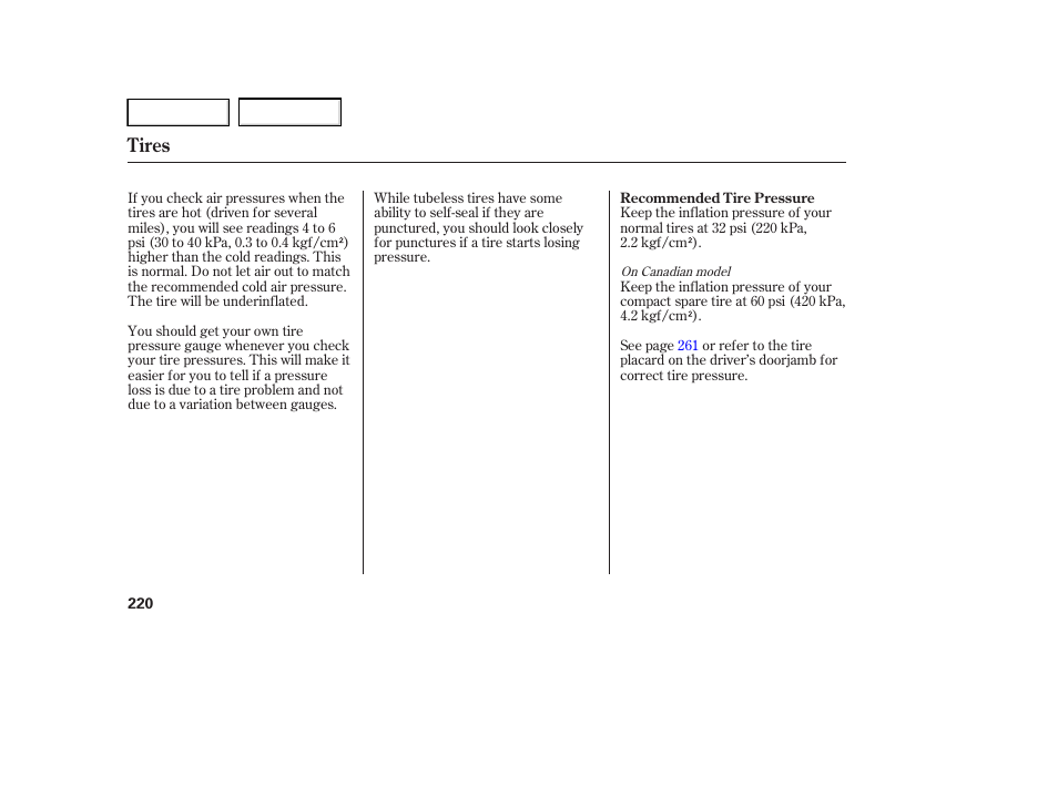 Tires | HONDA 2005 Accord Hybrid - Owner's Manual User Manual | Page 221 / 286