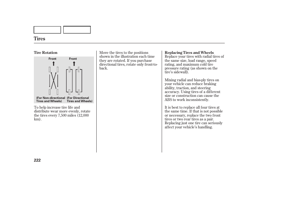 Tires | HONDA 2005 Accord Hybrid - Owner's Manual User Manual | Page 223 / 286