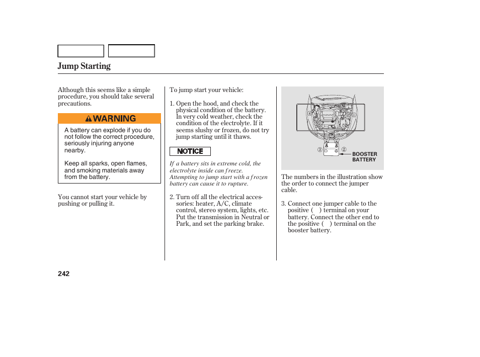 Jump starting | HONDA 2005 Accord Hybrid - Owner's Manual User Manual | Page 243 / 286